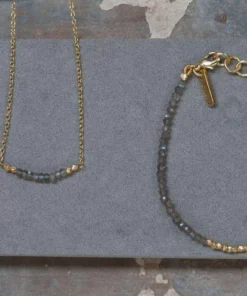 Nkuku Kitara Bead Bracelet - Grey & Gold