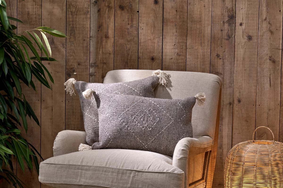 Nkuku Soft Furnishings Lamandi Recycled Cushion Cover - Grey 3 Nkuku Soft Furnishings Lamandi Recycled Cushion Cover - Grey