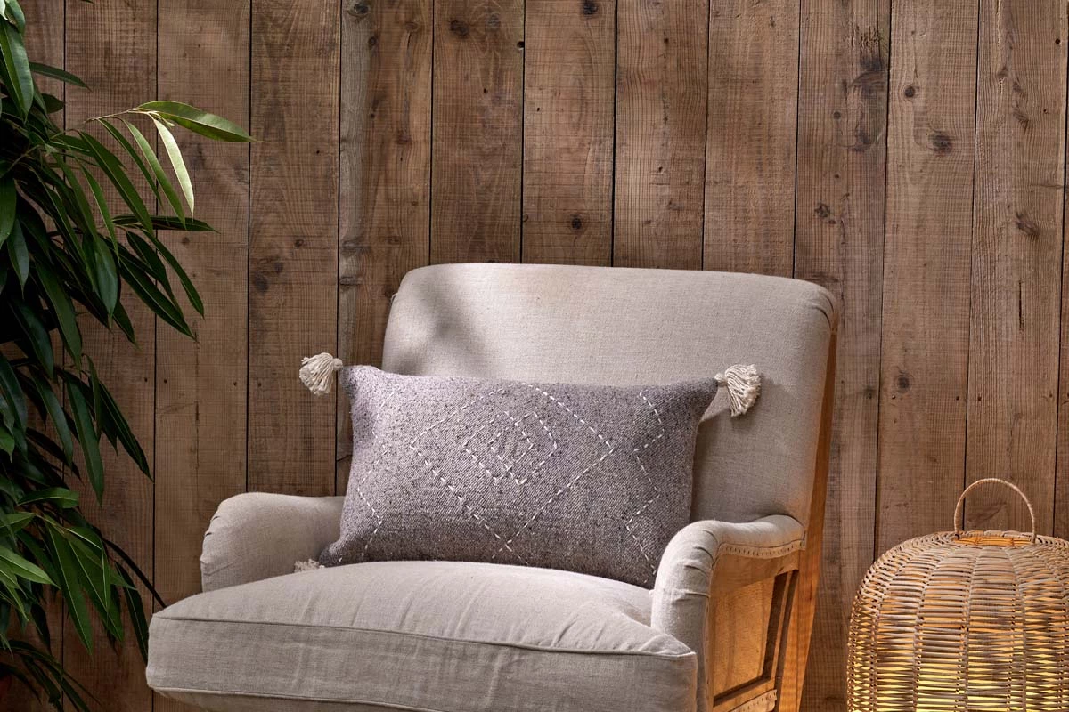 Nkuku Soft Furnishings Lamandi Recycled Cushion Cover - Grey 4 Nkuku Soft Furnishings Lamandi Recycled Cushion Cover - Grey