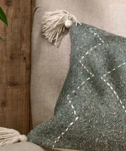 Nkuku Soft Furnishings Lamandi Recycled Cushion Cover - Moss