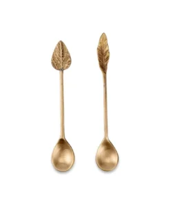 Nkuku Tableware Leaf Spoon Gift Set - Antique Brass (Set Of 2)
