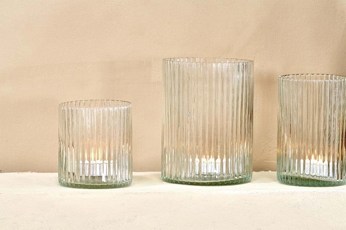 Nkuku New Arrivals Malana Recycled Glass Candle Holder - Clear 4 Nkuku New Arrivals Malana Recycled Glass Candle Holder - Clear