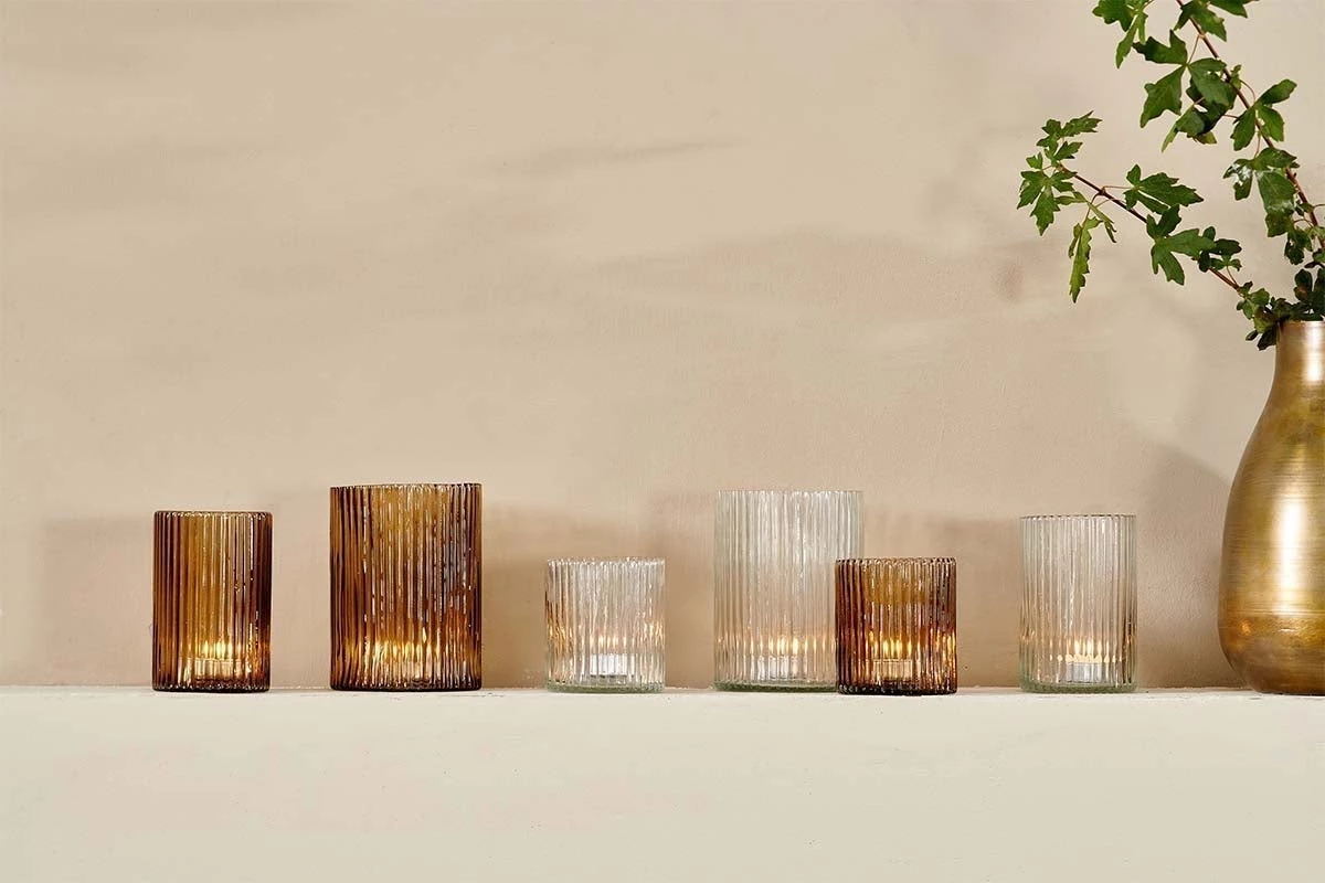 Nkuku New Arrivals Malana Recycled Glass Candle Holder - Clear 5 Nkuku New Arrivals Malana Recycled Glass Candle Holder - Clear