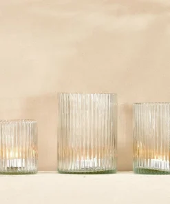 Nkuku New Arrivals Malana Recycled Glass Candle Holder - Clear