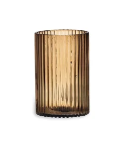 Nkuku Malana Recycled Glass Candle Holder - Smoke Brown New Arrivals