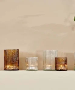 Nkuku Malana Recycled Glass Candle Holder - Smoke Brown New Arrivals