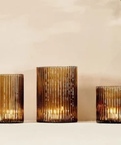 Nkuku Malana Recycled Glass Candle Holder - Smoke Brown New Arrivals