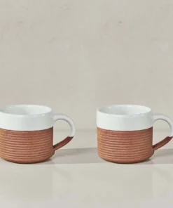 Nkuku Mali Ribbed Coffee Mug - White (Set Of 2) Tableware