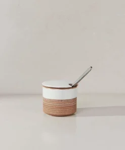 Nkuku Mali Ribbed Sugar Pot - White Tableware