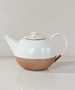 Nkuku Mali Ribbed Teapot - White Tableware