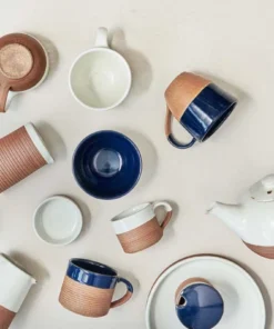 Nkuku Mali Ribbed Teapot - White Tableware