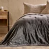 Nkuku Mandawa Velvet Bedspread - Charcoal Home Accessories 1 Nkuku Mandawa Velvet Bedspread - Charcoal Home Accessories