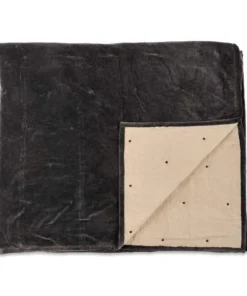 Nkuku Mandawa Velvet Bedspread - Charcoal Home Accessories