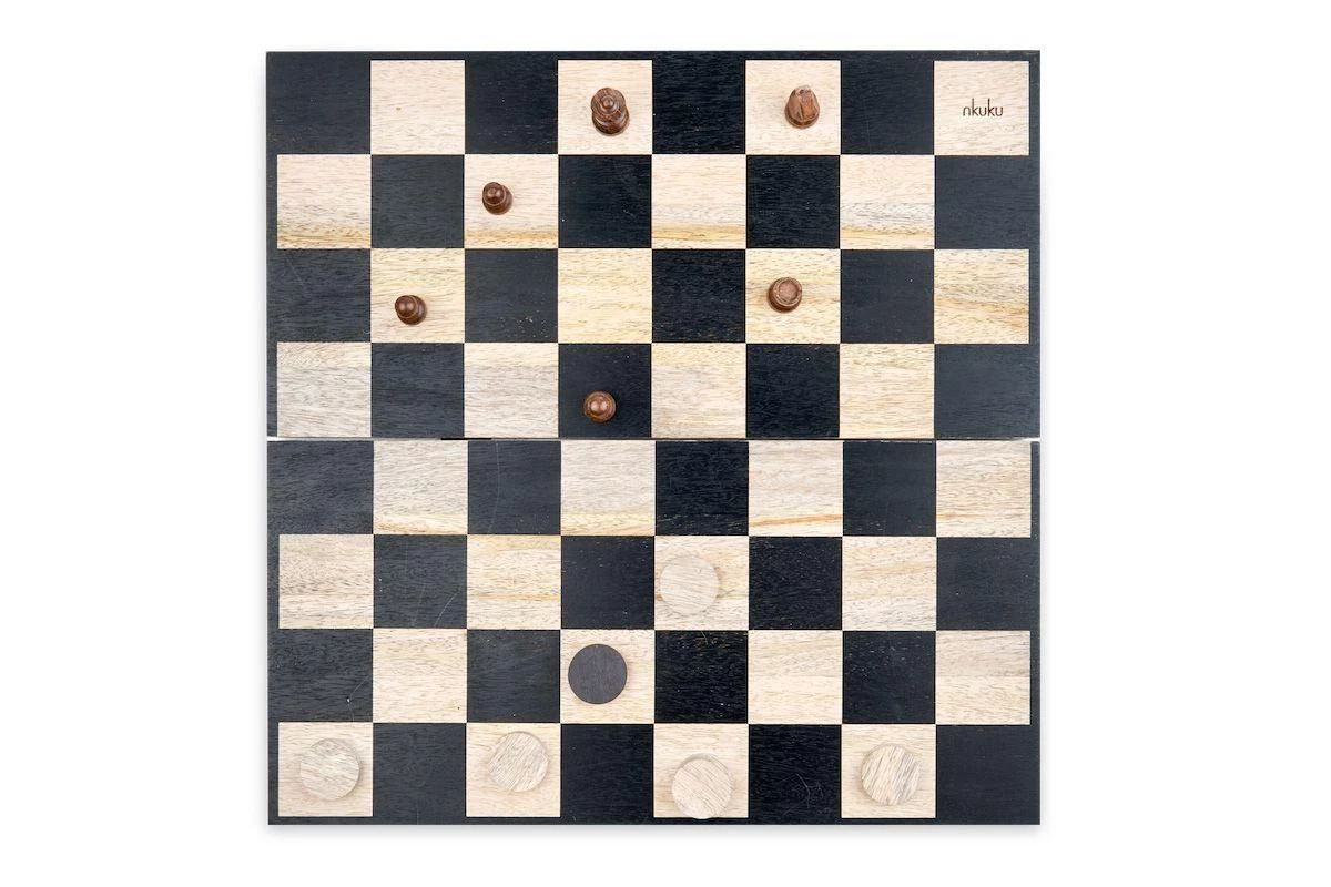 Nkuku Eco-Friendly Gifts Mango Wood Chess & Draughts 6 Nkuku Eco-Friendly Gifts Mango Wood Chess & Draughts