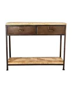 Nkuku Mansu Iron & Mango Wood Console Table Living Room