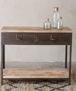 Nkuku Mansu Iron & Mango Wood Console Table Living Room