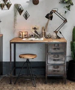 Nkuku Mansu Iron & Mango Wood Desk Home Office