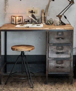 Nkuku Mansu Iron & Mango Wood Desk Home Office