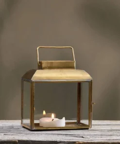 Nkuku Maro Brass Lantern - Wide Home Accessories