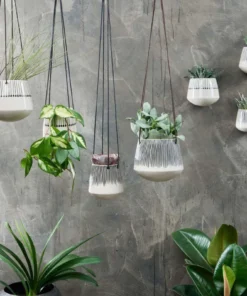 Nkuku Matamba Ceramic Hanging Planter - Lines