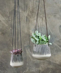 Nkuku Matamba Ceramic Hanging Planter - Lines