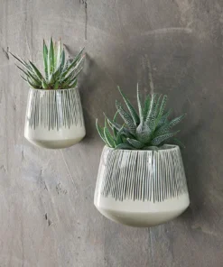 Nkuku Matamba Ceramic Wall Hung Planter - Black Lines