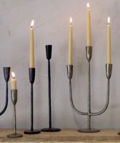 Nkuku Mbata Brass Candelabra - Antique Black