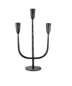 Nkuku Mbata Brass Candelabra - Antique Black