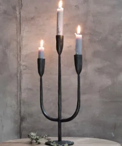 Nkuku Mbata Brass Candelabra - Antique Black