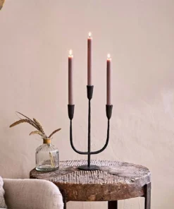 Nkuku Mbata Brass Candelabra - Antique Black