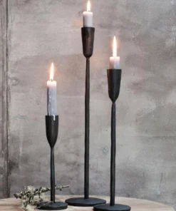 Nkuku Mbata Brass Candlestick - Antique Black