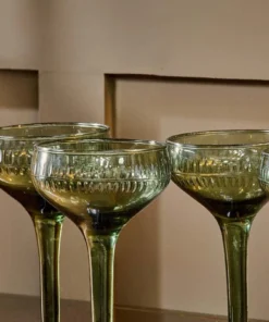 Nkuku Mila Champagne Glass - Dark Emerald (Set Of 4)