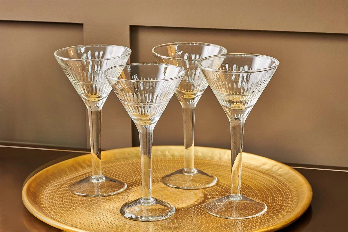 Nkuku Mila Cocktail Glass - Clear (Set Of 4) Tableware 4 Nkuku Mila Cocktail Glass - Clear (Set Of 4) Tableware