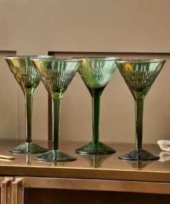 Nkuku Tableware Mila Cocktail Glass - Dark Emerald (Set Of 4)