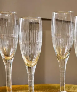 Nkuku Mila Tall Champagne Glass - Clear (Set Of 4) Tableware