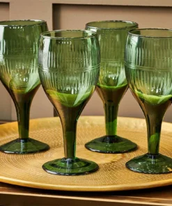 Nkuku Tableware Mila Wine Glass - Dark Emerald (Set Of 4)