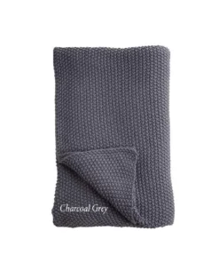 Nkuku Home Accessories Moss Stitch Cotton Throw - Charcoal