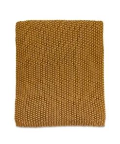 Nkuku Moss Stitch Cotton Throw - Mustard Home Accessories