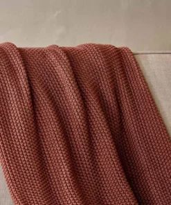 Nkuku Moss Stitch Cotton Throw - Rust Home Accessories