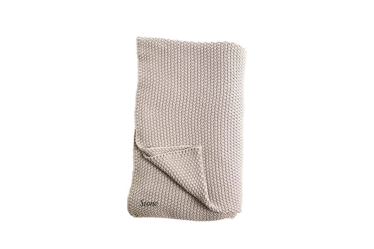 Nkuku Moss Stitch Cotton Throw - Stone Home Accessories 4 Nkuku Moss Stitch Cotton Throw - Stone Home Accessories