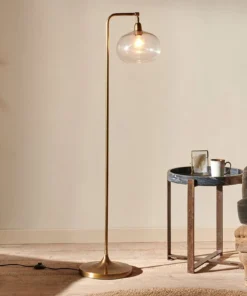 Nkuku New Arrivals Mulia Glass Floor Lamp - Antique Brass