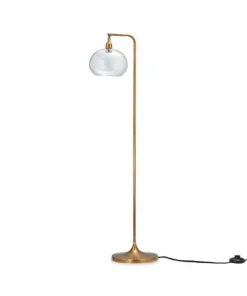 Nkuku New Arrivals Mulia Glass Floor Lamp - Antique Brass