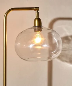Nkuku New Arrivals Mulia Glass Floor Lamp - Antique Brass