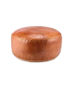 Nkuku Nadu Leather Pouf - Large Living Room