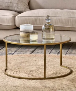 Nkuku Nakuru Iron & Glass Coffee Table - Brass Living Room