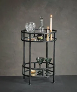 Nkuku Living Room Nakuru Iron & Glass Drinks Table