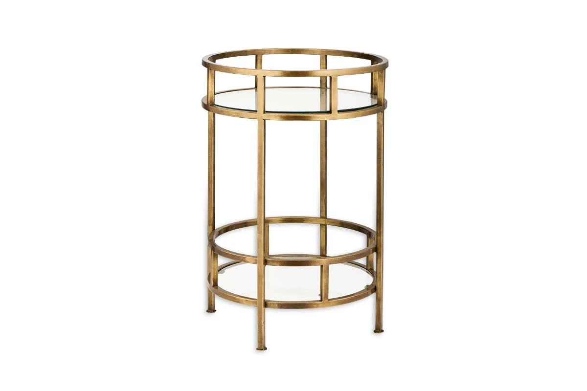 Nkuku Nakuru Iron & Glass Drinks Table - Brass Living Room 6 Nkuku Nakuru Iron & Glass Drinks Table - Brass Living Room