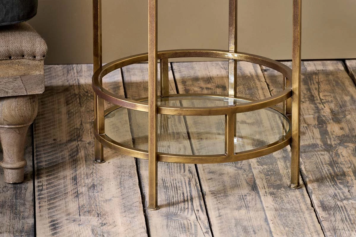Nkuku Nakuru Iron & Glass Drinks Table - Brass Living Room 5 Nkuku Nakuru Iron & Glass Drinks Table - Brass Living Room