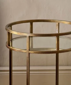 Nkuku Nakuru Iron & Glass Drinks Table - Brass Living Room
