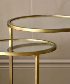 Nkuku Nakuru Iron & Glass Side Table Set - Brass